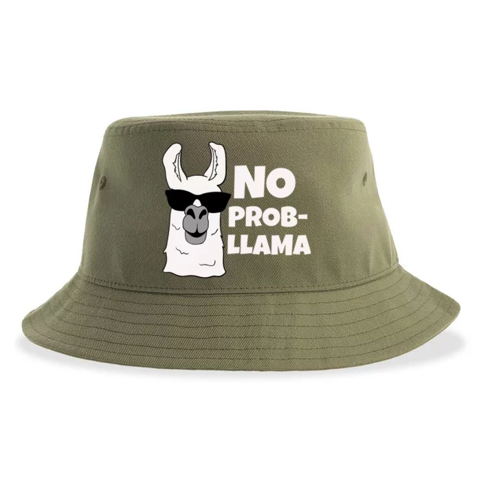 No Probllama Llama Problem Funny Sustainable Bucket Hat