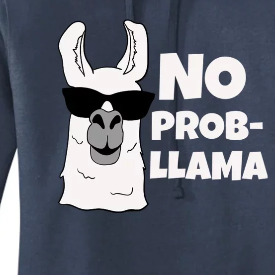 No Probllama Llama Problem Funny Women's Pullover Hoodie