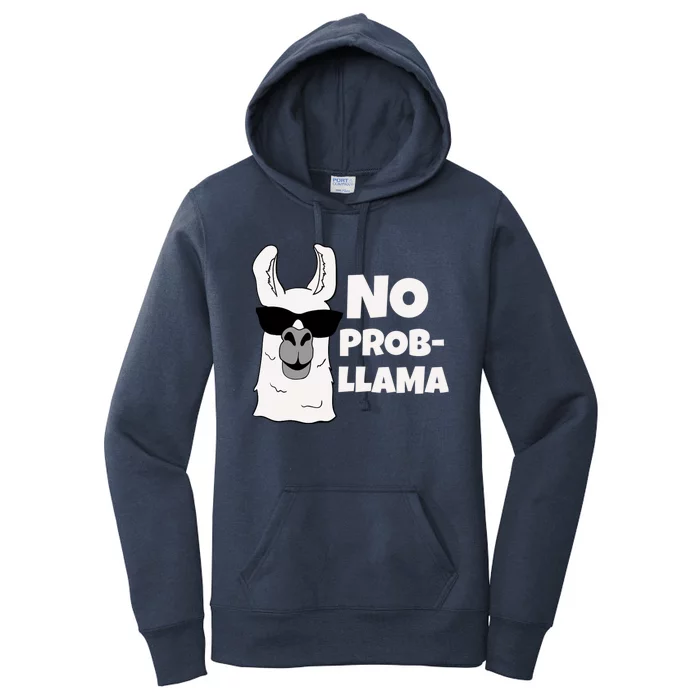 No Probllama Llama Problem Funny Women's Pullover Hoodie