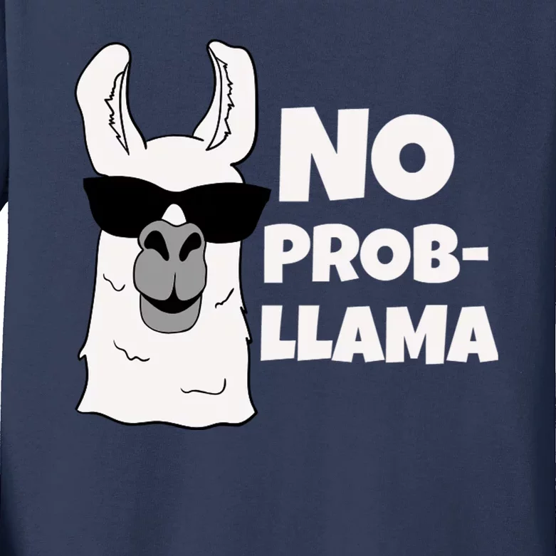 No Probllama Llama Problem Funny Kids Long Sleeve Shirt