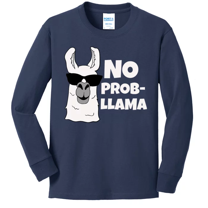 No Probllama Llama Problem Funny Kids Long Sleeve Shirt