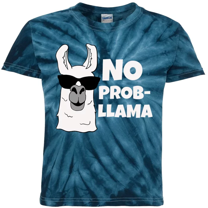 No Probllama Llama Problem Funny Kids Tie-Dye T-Shirt