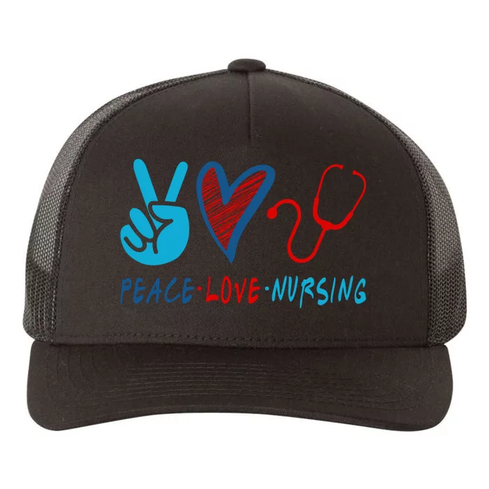 Nurse , Peace, Love, Nursing Yupoong Adult 5-Panel Trucker Hat