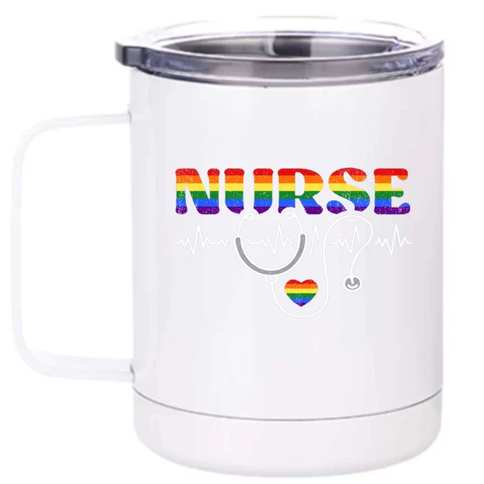 Nurse Pride Lgbt Great Gift Front & Back 12oz Stainless Steel Tumbler Cup