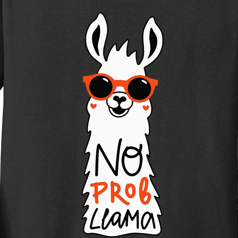 No Prob Llama Funny Quote Llamas Alpacas Lover Gift Kids Long Sleeve Shirt