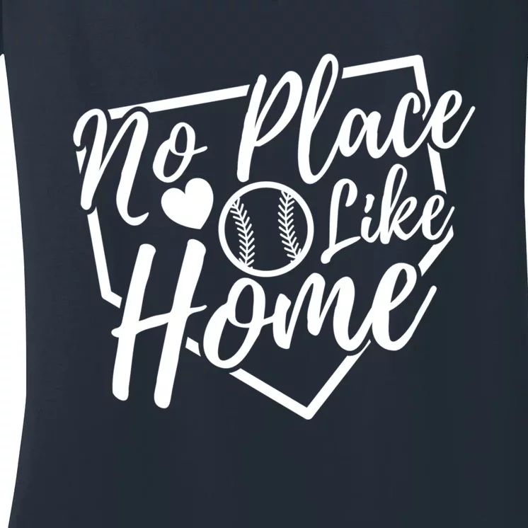 No Place Like Home Baseball Mom Life Game Day Cheer Mom Women's V-Neck T-Shirt