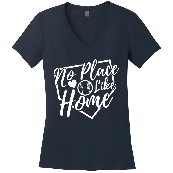 No Place Like Home Baseball Mom Life Game Day Cheer Mom Women's V-Neck T-Shirt