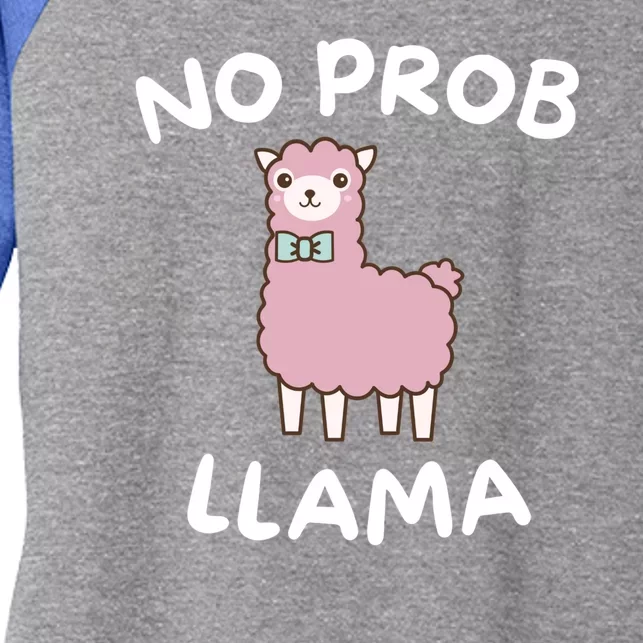 No Problem Llama Funny Women's Tri-Blend 3/4-Sleeve Raglan Shirt