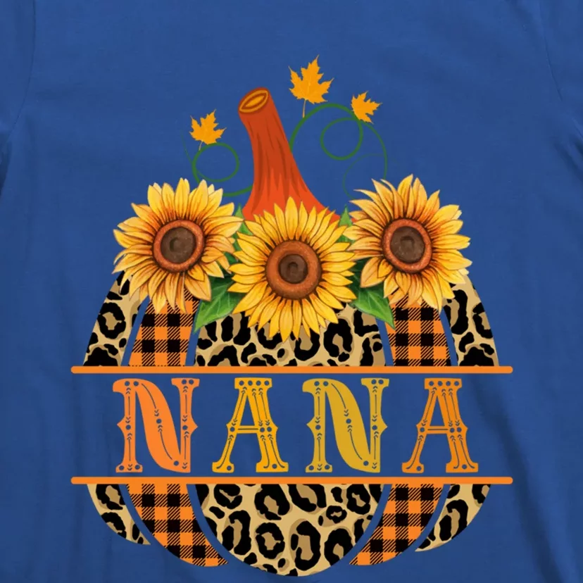 Nana Pumpkin Leopard Print Sunflower Buffalo Plaid Grandma Gift T-Shirt