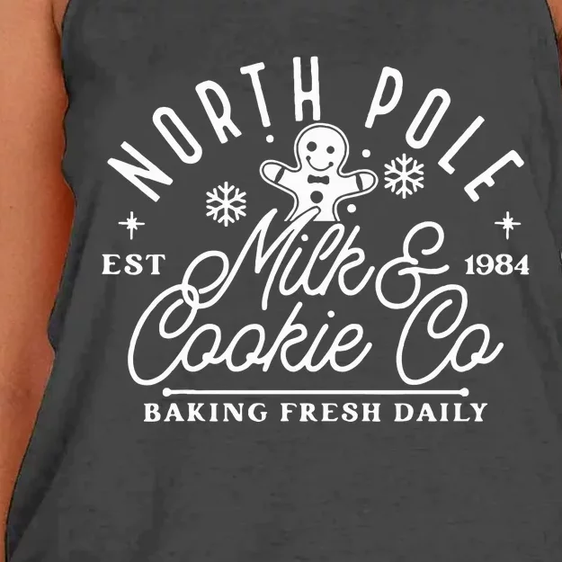 North Pole Milk And Cookie Co Funny Baking Christmas Costume Women's Knotted Racerback Tank