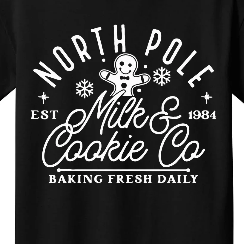 North Pole Milk And Cookie Co Funny Baking Christmas Costume Kids T-Shirt