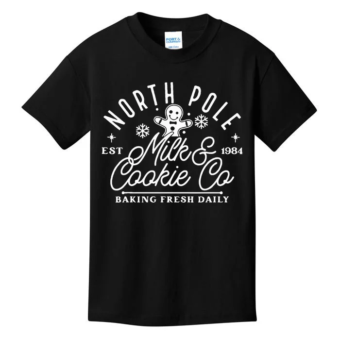 North Pole Milk And Cookie Co Funny Baking Christmas Costume Kids T-Shirt