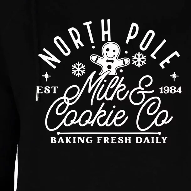 North Pole Milk And Cookie Co Christmas Womens Funnel Neck Pullover Hood