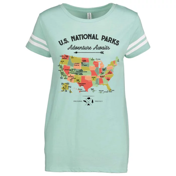 National Park Map Vintage Shirts All 59 National Parks Enza Ladies Jersey Football T-Shirt