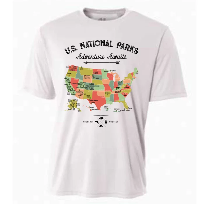 National Park Map Vintage Shirts All 59 National Parks Cooling Performance Crew T-Shirt