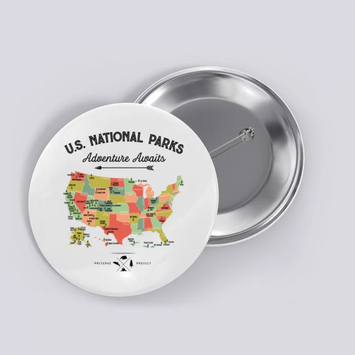 National Park Map Vintage Shirts All 59 National Parks Button