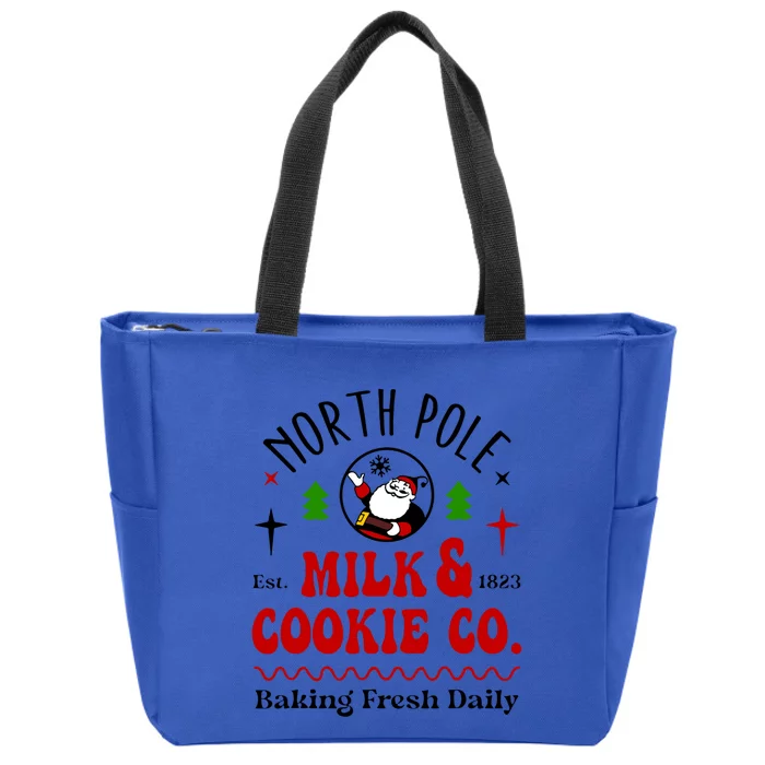 North Pole Milk And Cookie Co Funny Christmas Holiday Gift Zip Tote Bag