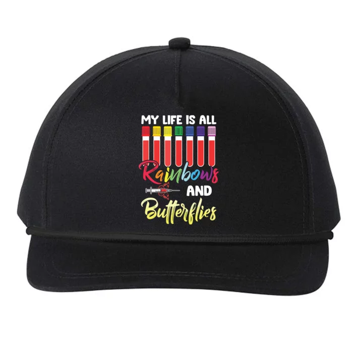 Nurse Phlebotomist My Life Is All Rainbow And Butterfly Snapback Five-Panel Rope Hat