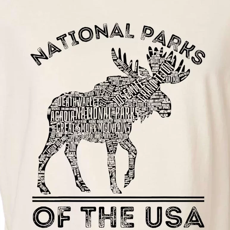 National Parks Moose Hiking Travel Camping Outdoors Usa Garment-Dyed Women's Muscle Tee