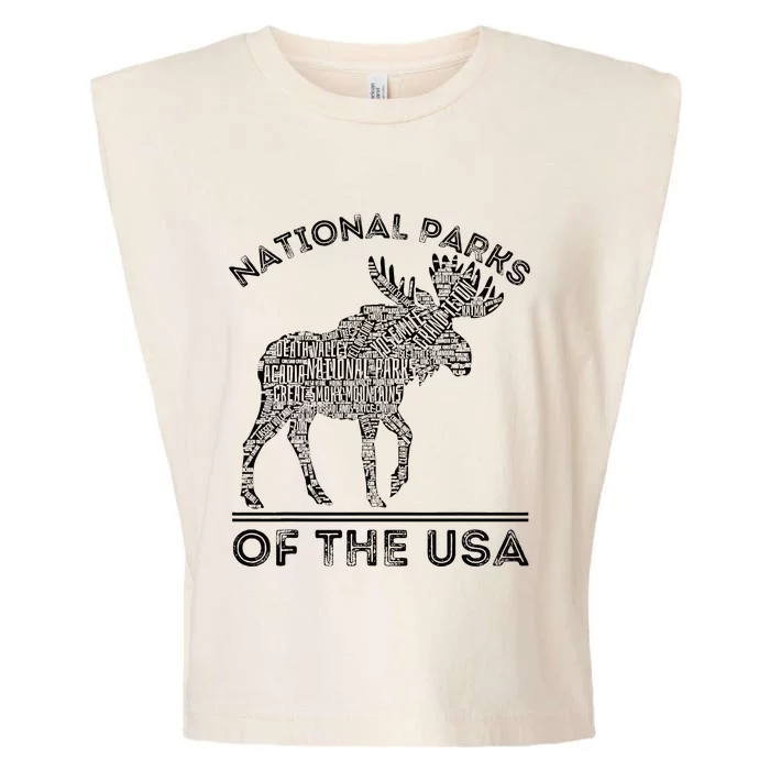 National Parks Moose Hiking Travel Camping Outdoors Usa Garment-Dyed Women's Muscle Tee