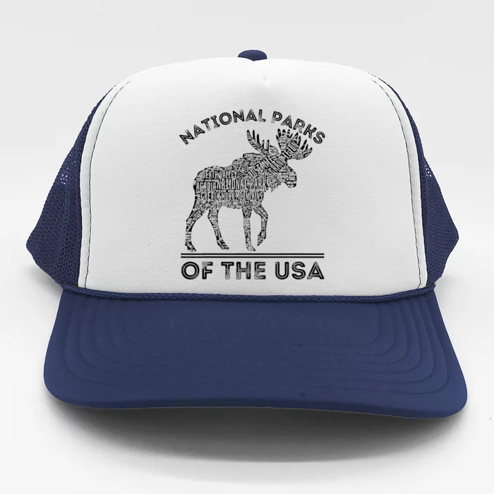 National Parks Moose Hiking Travel Camping Outdoors Usa Trucker Hat