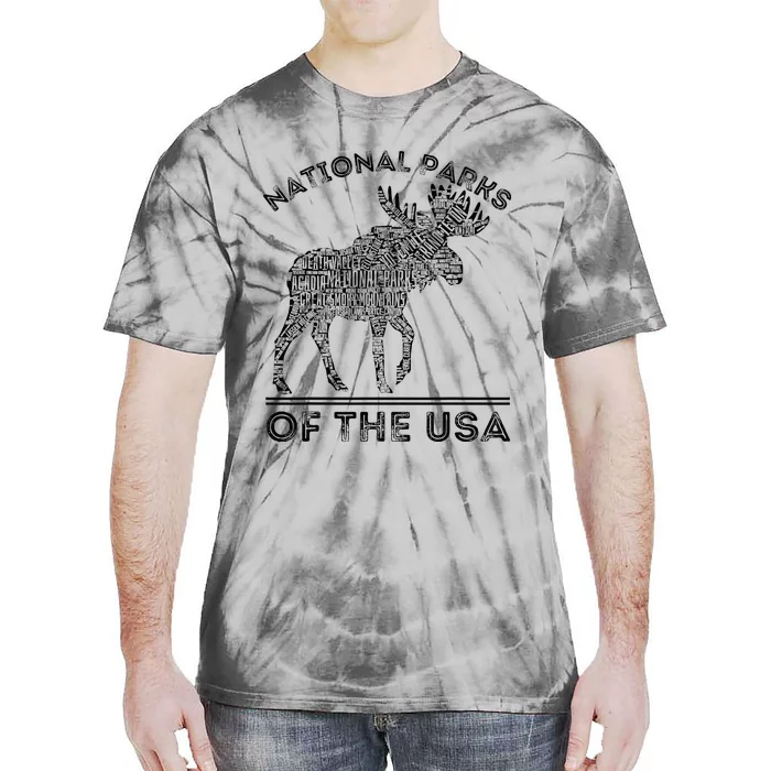 National Parks Moose Hiking Travel Camping Outdoors Usa Tie-Dye T-Shirt