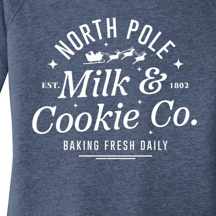 North Pole Milk And Cookie Co Christmasbaking Fresh Daily For Christmas Women's Perfect Tri Tunic Long Sleeve Shirt