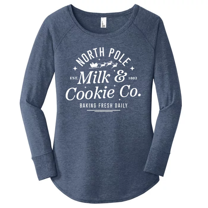 North Pole Milk And Cookie Co Christmasbaking Fresh Daily For Christmas Women's Perfect Tri Tunic Long Sleeve Shirt