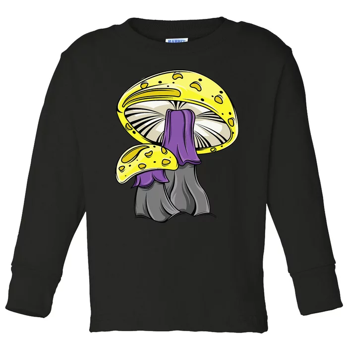 N.O.N.B.I.N.A.R.Y Pride Mushroom Toddler Long Sleeve Shirt