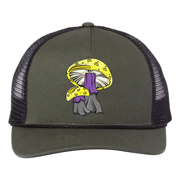 N.O.N.B.I.N.A.R.Y Pride Mushroom Retro Rope Trucker Hat Cap