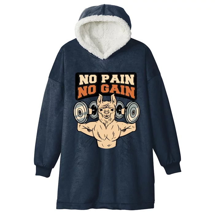 No Pain No Gain Gym Muscles Bodybuilding Meaningful Gift Hooded Wearable Blanket