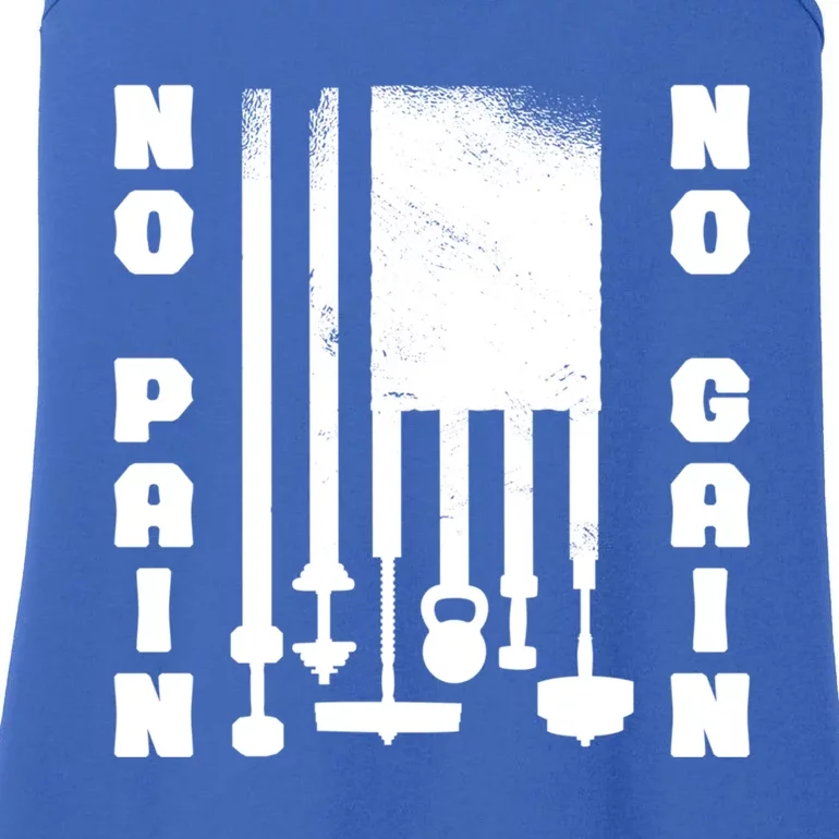 No Pain No Gain Workout American Flag Weight Lifting Usa Gift Ladies Essential Tank