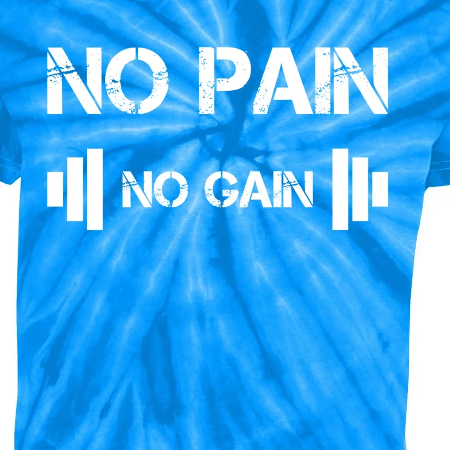 No Pain No Gain Workout Motivation Gift Kids Tie-Dye T-Shirt