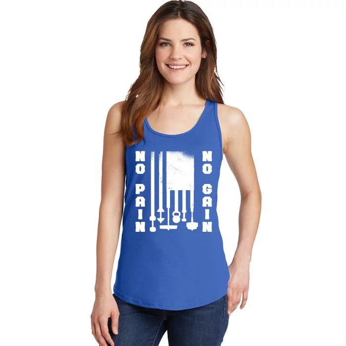 No Pain No Gain Workout American Flag Weight Lifting Usa Meaningful Gift Ladies Essential Tank