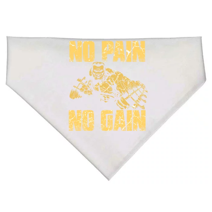 No Pain No Gain Bodybuilding Gym Motivational Inspirational Gift USA-Made Doggie Bandana