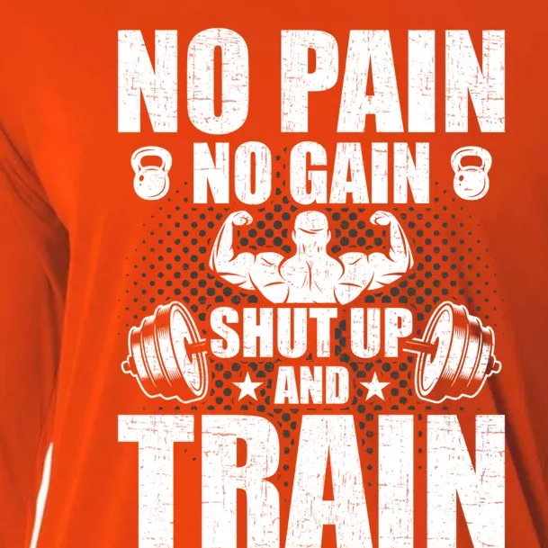 No Pain No Gain Bodybuilding Weightlifting Workout Funny Gift Cooling Performance Long Sleeve Crew