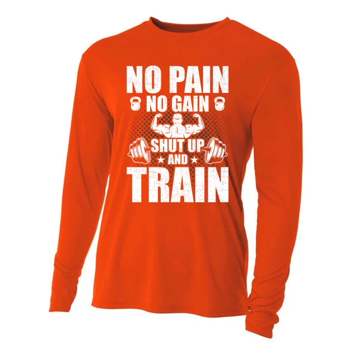 No Pain No Gain Bodybuilding Weightlifting Workout Funny Gift Cooling Performance Long Sleeve Crew