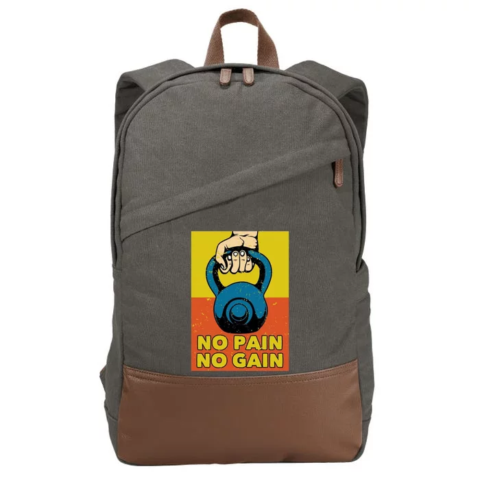 No Pain No Gain Meaningful Gift Never Stop Training Cute Gift Cotton Canvas Backpack