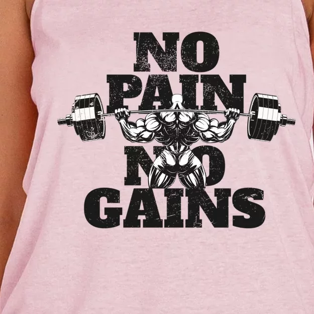 No Pain No Gains: Weightlifter Gym For Powerlifting Gift Women's Knotted Racerback Tank