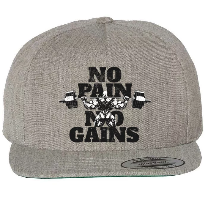 No Pain No Gains: Weightlifter Gym For Powerlifting Gift Wool Snapback Cap