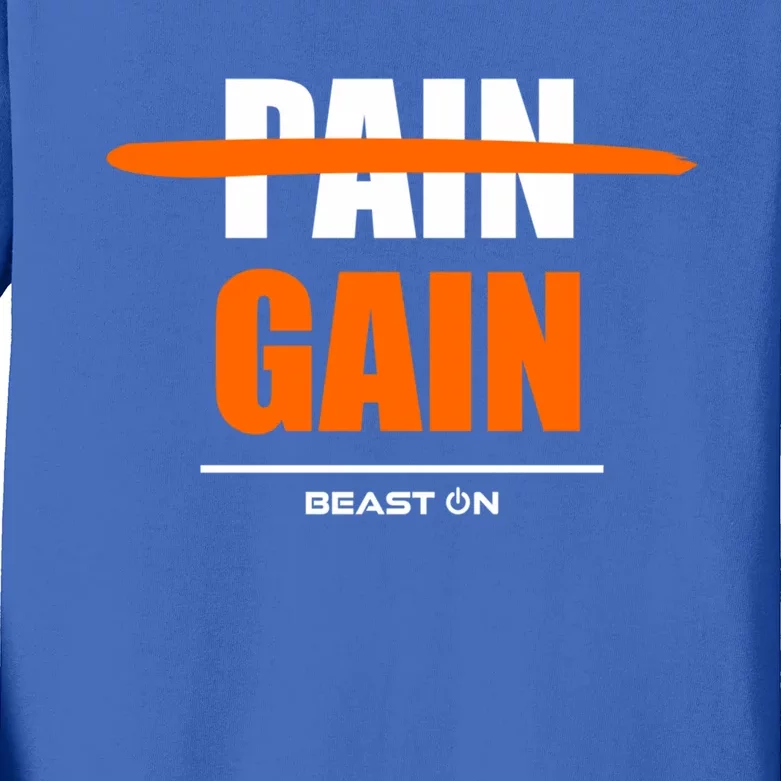 No Pain No Gain Gym Bodybuilding Gains Fitness Workout Gift Kids Long Sleeve Shirt