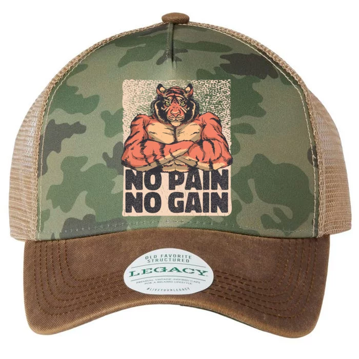 No Pain No Gain Tiger Gym Muscles Bodybuilding Gift Legacy Tie Dye Trucker Hat