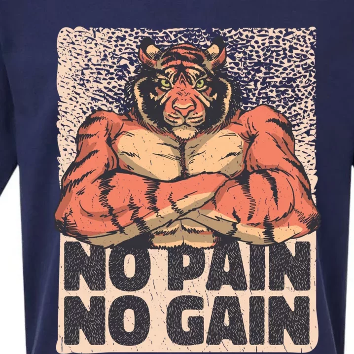 No Pain No Gain Tiger Gym Muscles Bodybuilding Gift Sueded Cloud Jersey T-Shirt