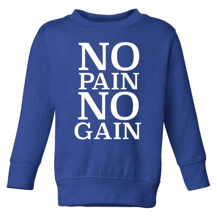 No Pain No Gain Motivation Funny Gift Toddler Sweatshirt