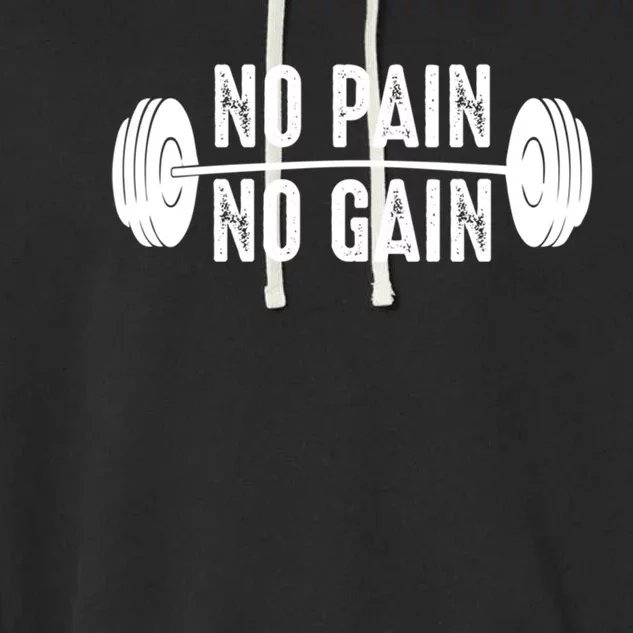 No Pain No Gain Gym Workout Fitness Gift Garment-Dyed Fleece Hoodie