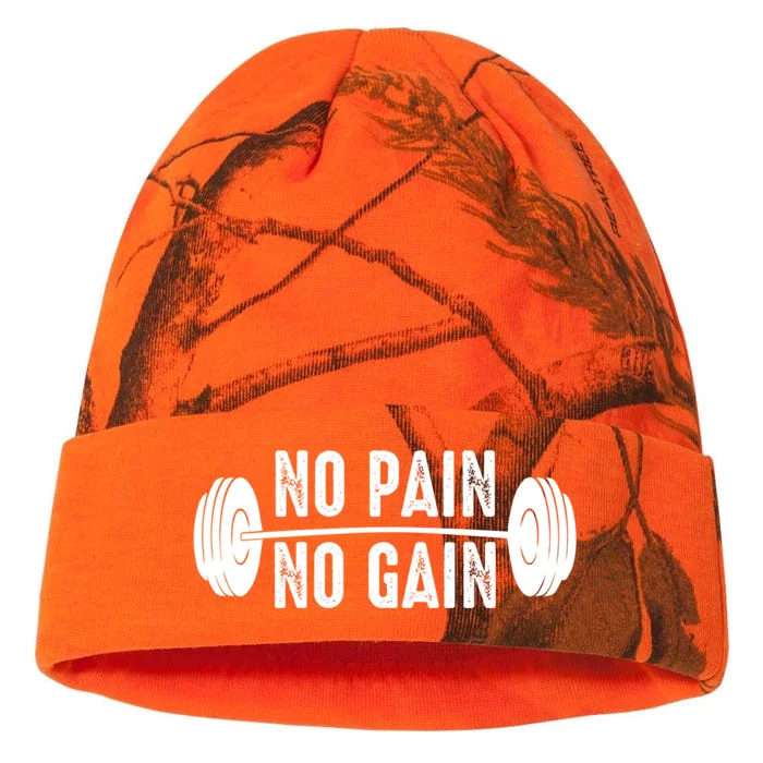 No Pain No Gain Gym Workout Fitness Gift Kati - 12in Camo Beanie