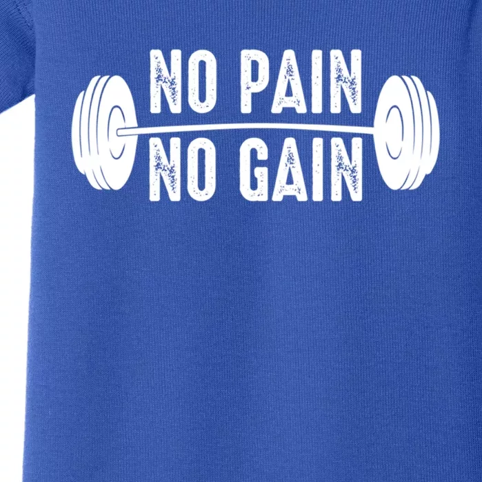 No Pain No Gain Gym Workout Fitness Gift Baby Bodysuit