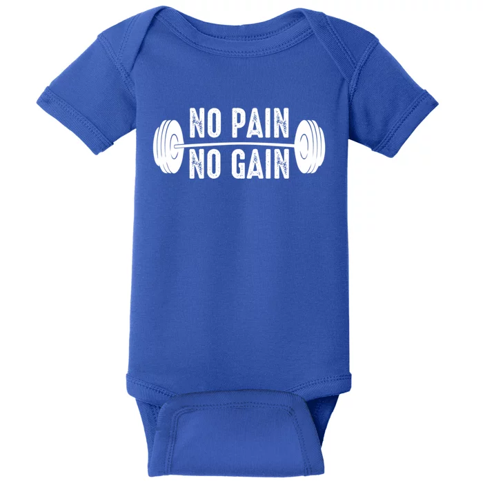 No Pain No Gain Gym Workout Fitness Gift Baby Bodysuit