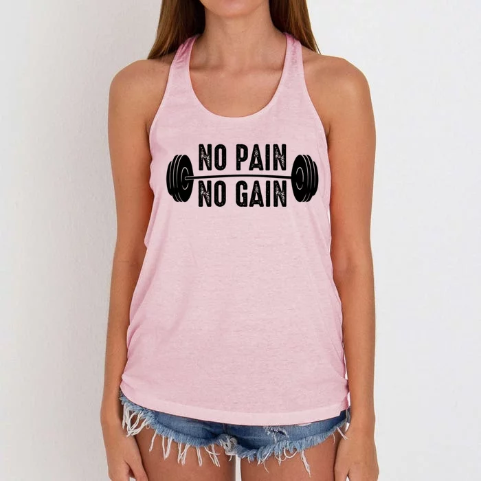 No Pain No Gain Gym Workout Fitness Gift Women's Knotted Racerback Tank