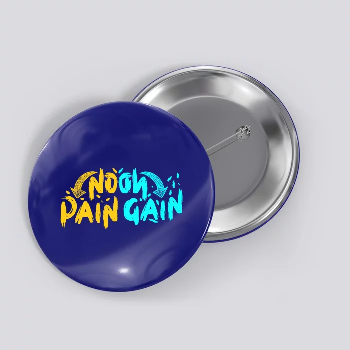 No Pain No Gain Wrathful Gym Bodybuilding Clothing Design Gift Button